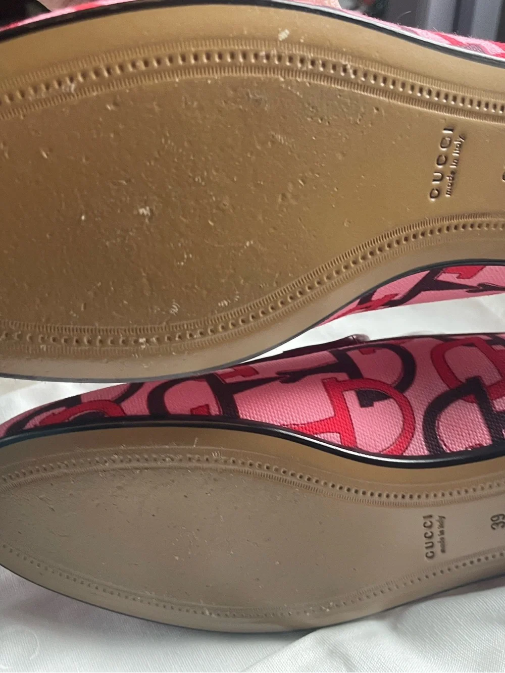 Gucci Pink GG Horsebit Canvas Loafers for women
